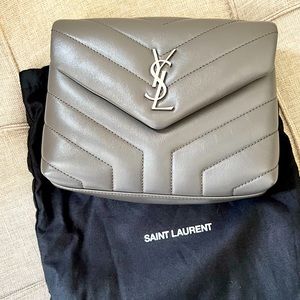 Saint Laurent Mini Lou Lou - grey with silver hardware & leather strap